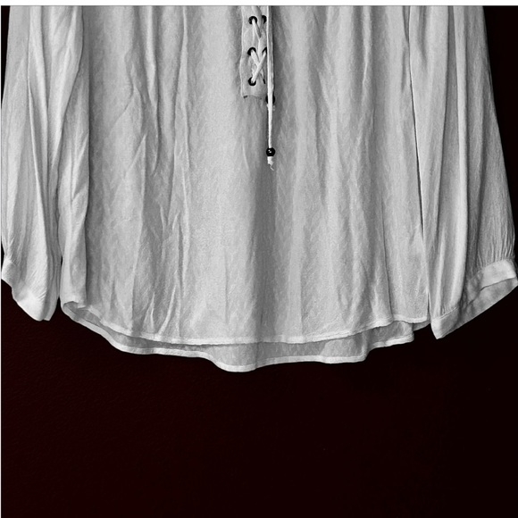 VELVET BY GRAHAM & SPENCER white lace up blouse Sz XS - Picture 5 of 11